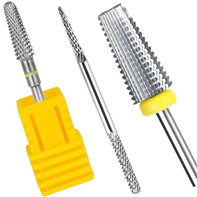 Kit 3 Brocas Tungstênio Profissional Unha Gel Porcelana Nail Art Broca Agulha conica Nivelamento Acabamento Romoção Gel