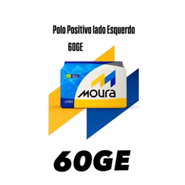 Moura Automotiva 12V 60AH 60GE - Polo Positivo Esquerdo - 2 Anos de Garantia de Fábrica (Bateria padrão do FUSCA)
