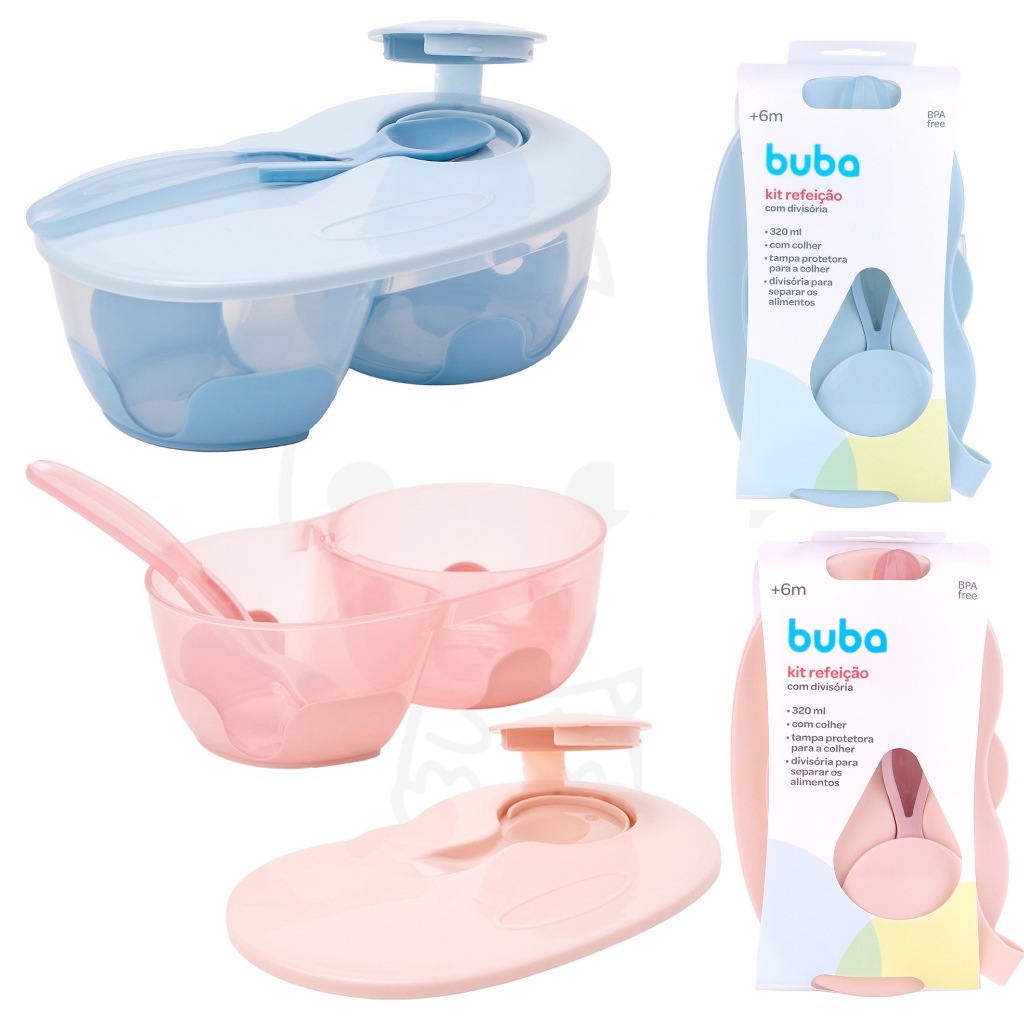 Kit refeição Pratinho com divisórias buba com colher