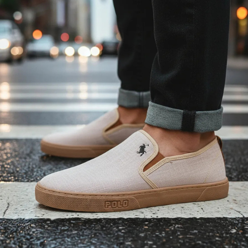 Tênis Polo Sapatenis Lonado Casual Masculino Iate Slip On Elástico Calce Fácil Elástico Leve Macio Promoção Solado Reto