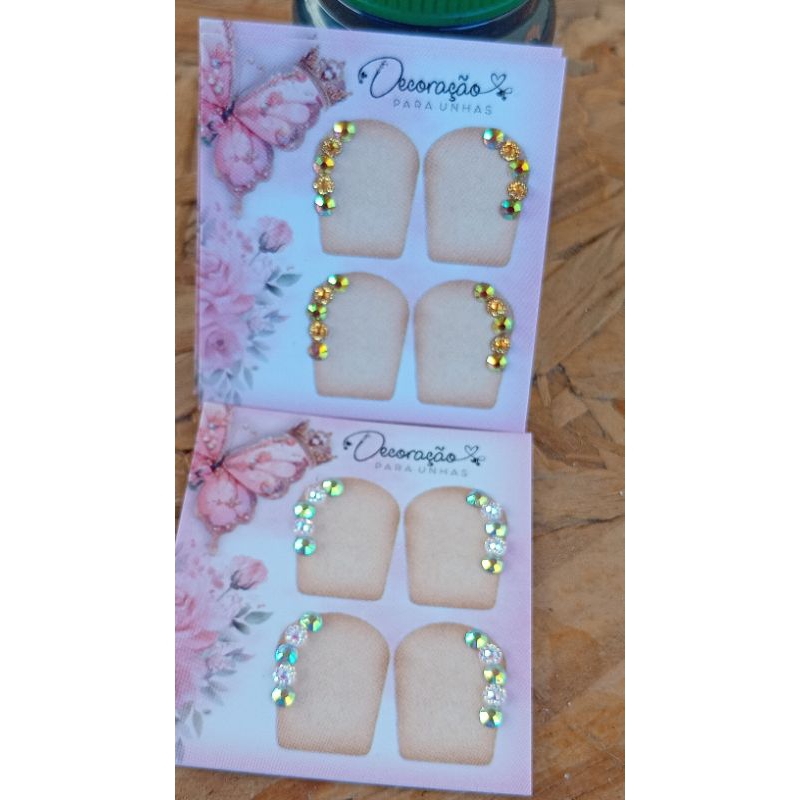 kit 30 jóias de unha Correntes de Strass Margaridas furta cor ( 15 pares )