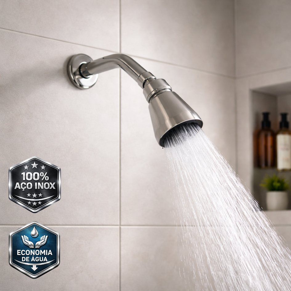 Ducha Chuveiro Fria Aço Inox Redondo com Bico Articulável Aquecedor Solar e Gás Banheiro e Piscinas em Oferta na Shopee