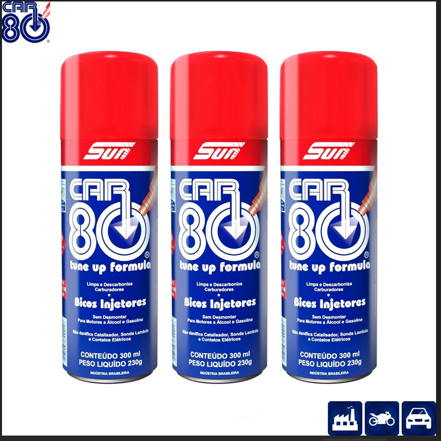 Kit 3 Unidades Car80 Descarbonizante Limpa Bico Carburadores