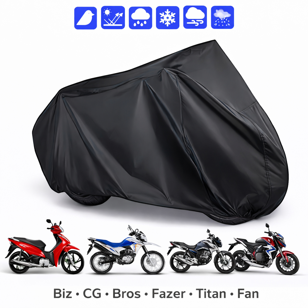 Capa de Cobrir Moto em Couro Forrada Impermeável Anti-Uv Protetora Anti-Risco