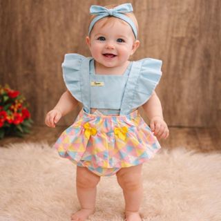 Jardineira Romper Bebê Menina Body Temático Book Festa Mesversário ensaio temático em Oferta na Shopee