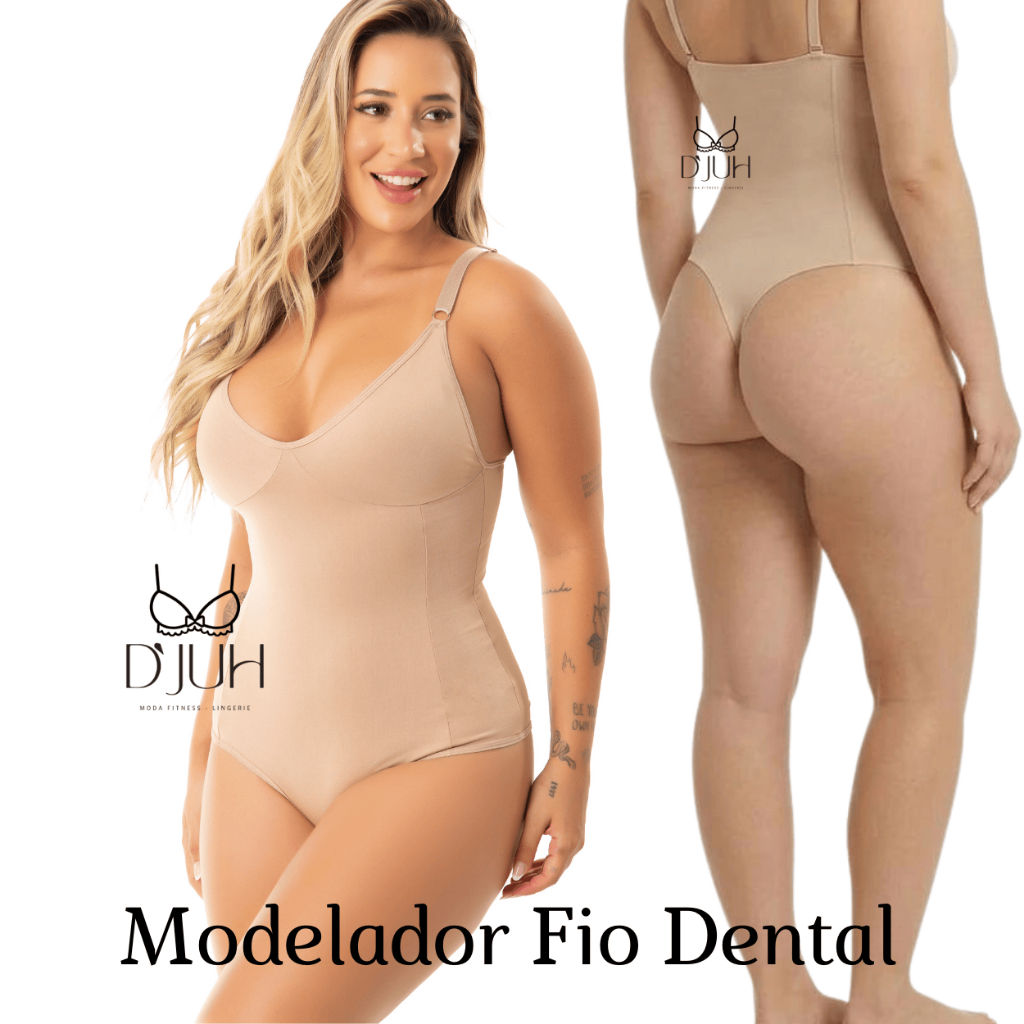 Body Modelador Feminino Suplex Premium Fio Dental Sem Bojo Alça Regulável Modela Cintura Preto Nude em Oferta na Shopee