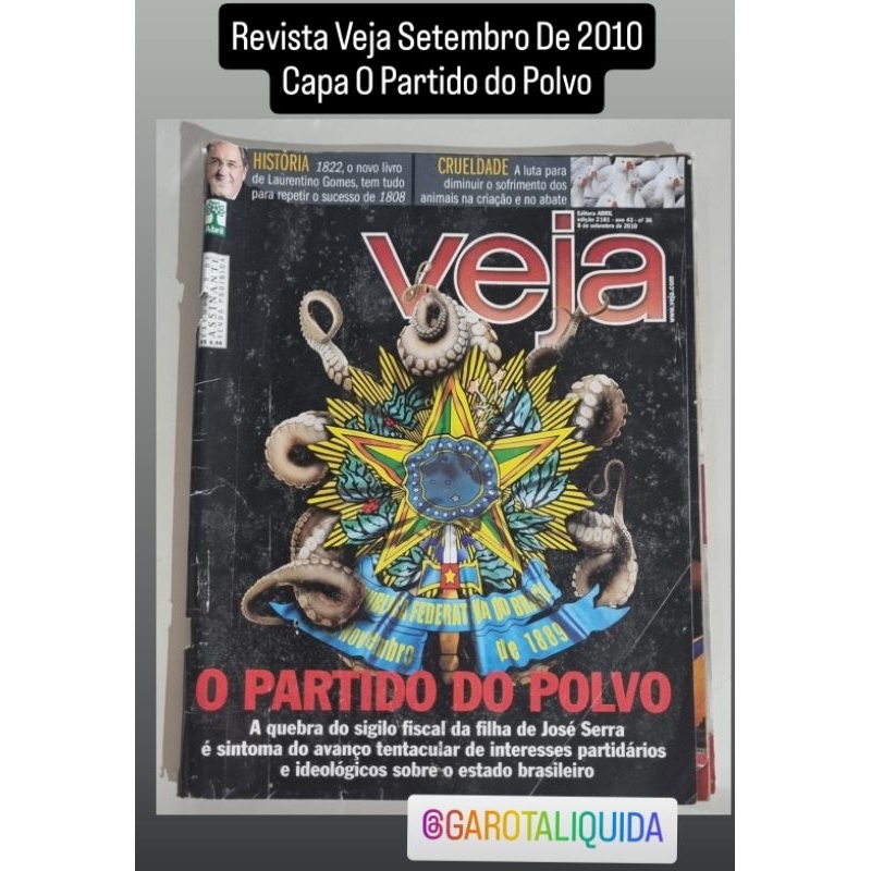 Revista Veja Revista Antiga Antiguidade Setembro De 2010 Capa O Partido do Polvo