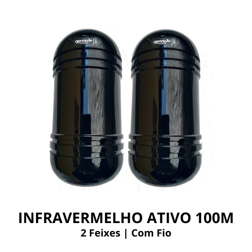 Barreira Infra Ativo Genno Atack Black 2 Feixes 100m Com Fio Para Alarme