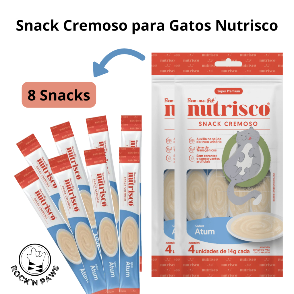 Kit 8 Petisco Snack Cremoso Nutrisco 56g Super Premium para Gatos Churu