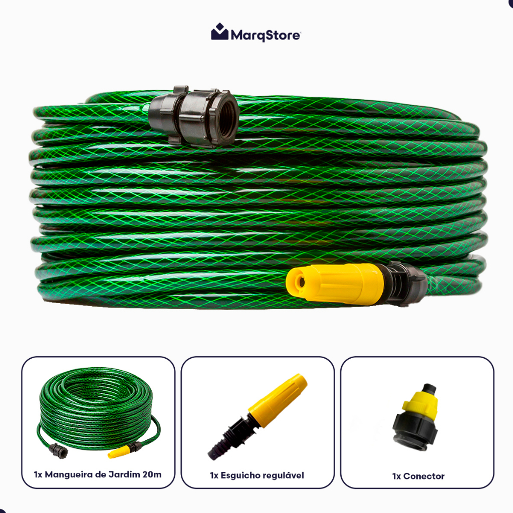 Mangueira de Jardim 30 Metros Esguicho Trançada Reforçada Flexível 7/16 Marqs Home