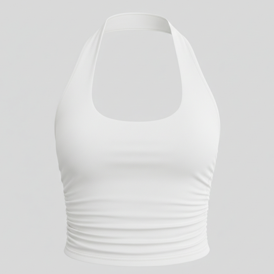 Cropped Feminino Frente Única Franzido Suplex Academia Fitness Ajustado ao Corpo Confortável