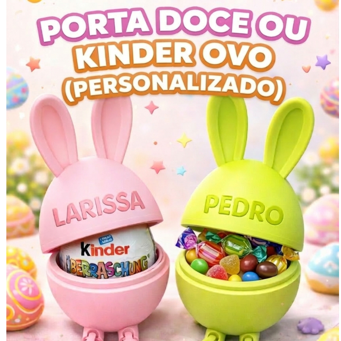 Porta Doces ou Kinder Ovo surpresa Personalizado Coelho Páscoa Lembrancinha Infantil  Porta Ovo Decorativo Presente fofo
