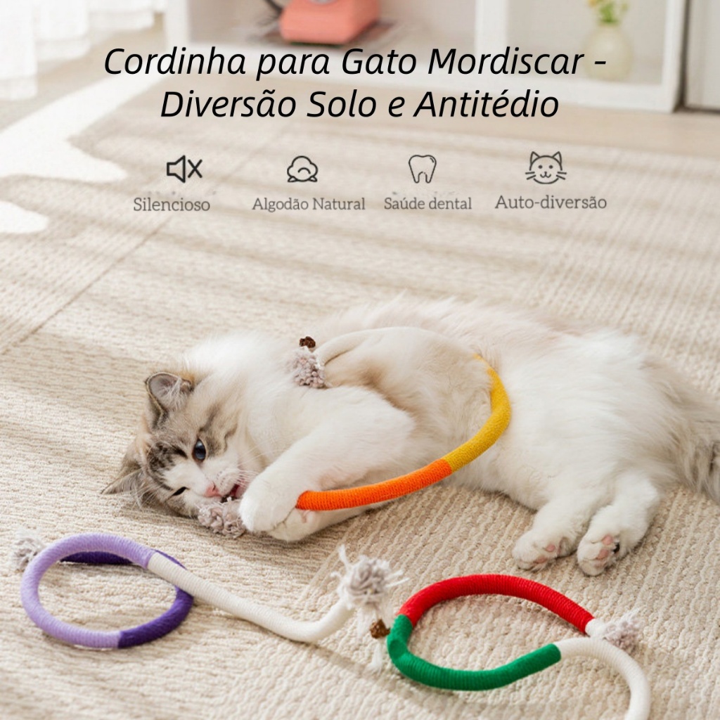 Brinquedos Interativos De Mastigar Gatos De Algodão Para Limpeza Dos Dentes , De Corda De Grama De Gato Interior Moer Os