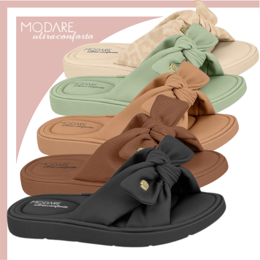 Chinelo Tamanco Modare Laço Confortável Dia a Dia Nuvem Ultraconforto Feminino Soft Anatômico