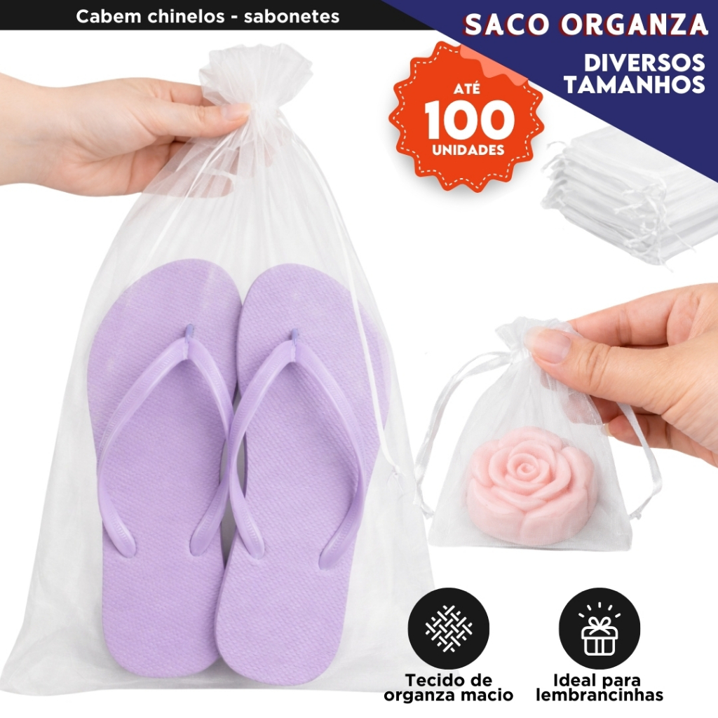 Sacos De Organza Branco Para Lembrancinha Presente Joias Casamento Embalagem Diversos tamanhos NL