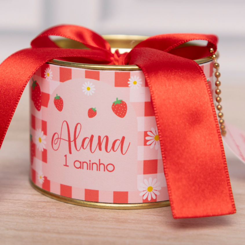 Kit Tubolata 7x5cm Personalizada Morango Xadrez Maternidade Lembrancinha Festa