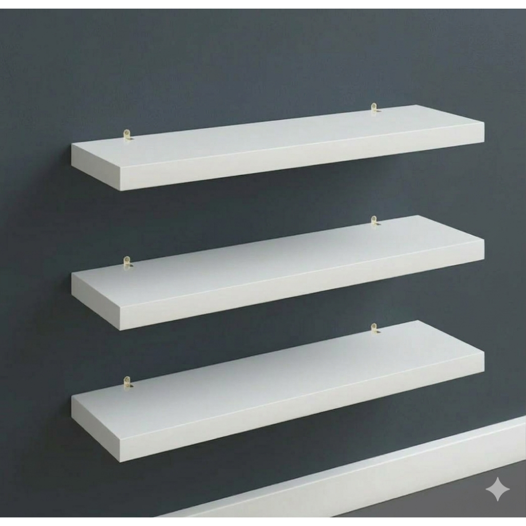 Kit 3 Prateleiras Retas de Parede em MDF 30cm + Kit Instalação Decoração
