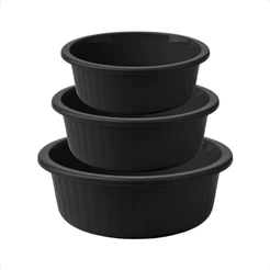 Kit 3 Bacias Caneladas Plásticas P M G Multiuso Para Casa