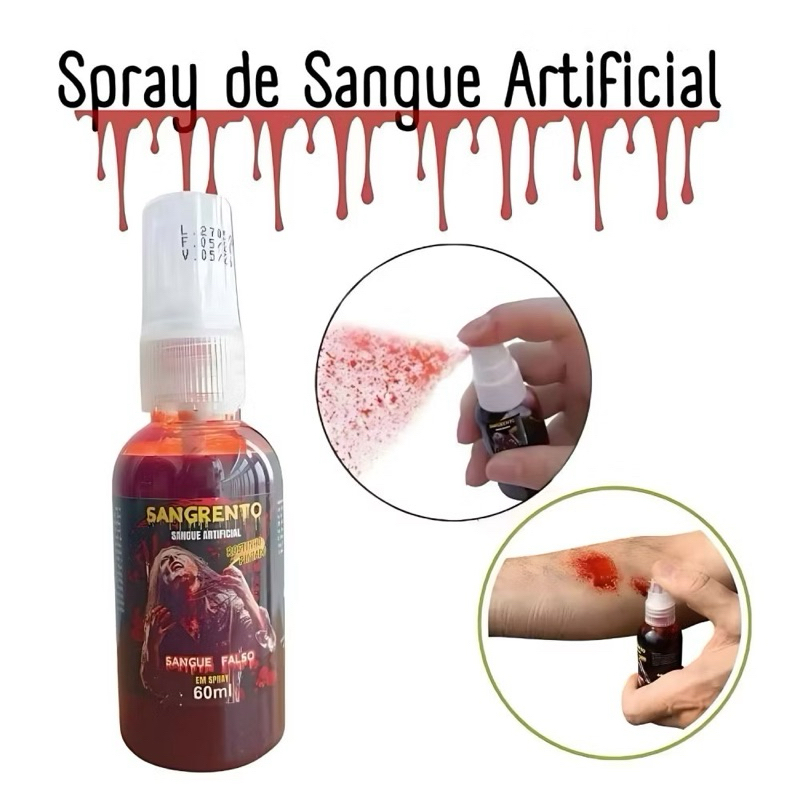 SANGUE EM SPRAY | 60ML | SANGRENTO | SANGUE ARTIFICIAL | HALLOWEEN | FESYA FANTASIA | PEGADINHA | MAKE ARTÍSTICA | FALSO