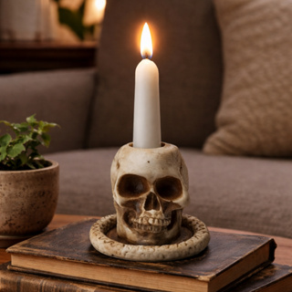 Cranio Caveira Porta Vela Castical Enfeite Halloween Resina em Oferta na Shopee