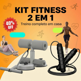 Kit 2 Aparelho Abdominal com Fixador de Pés + Corda de Pular Fitness Treino Completo VipCasa em Oferta na Shopee