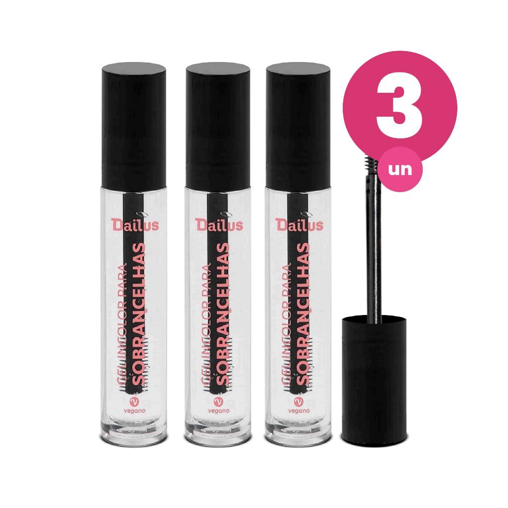 Kit 3 Gel Incolor para Sobrancelha Dailus Vegano 4ml
