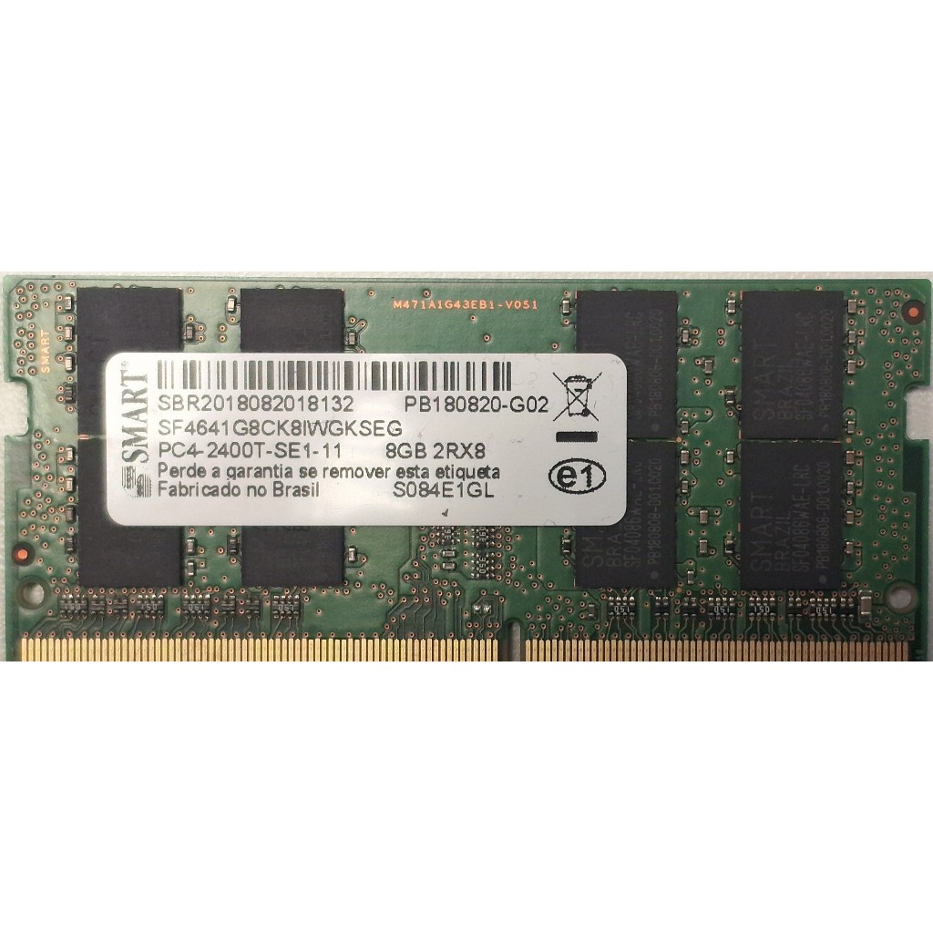 Memória Smart 8Gb DDR4 2400MHz para notebook