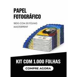 Papel Fotográfico 1000 Folhas Glossy A4 180g À Prova D'água Masterprint
