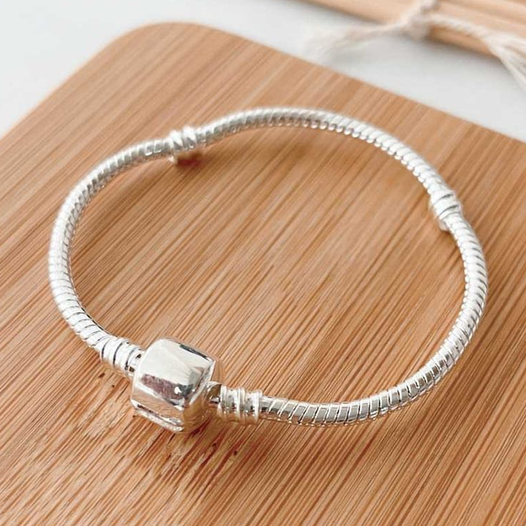 Pulseira de Berloques Cilindro Liso Prata 925 Banhado em Oferta na Shopee