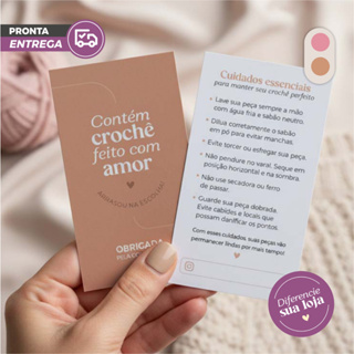 Cartão de cuidados com seu crochê - Etiqueta de cuidados crochet 5x9cm em Oferta na Shopee