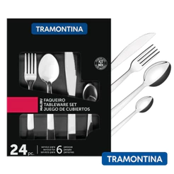 Faqueiro Tramontina Aço Inox Malibu 24 Peças Talher Ótima Qualidade Garfo Faca e Colher