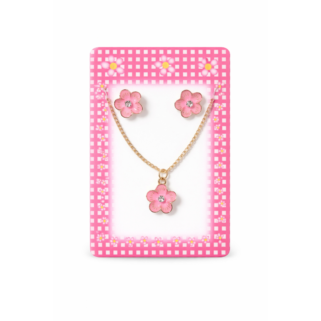 Colar + Brincos Infantil Menina Mundo Rosa Blogueirinha Festas Escola Presente Dia Das Crianças