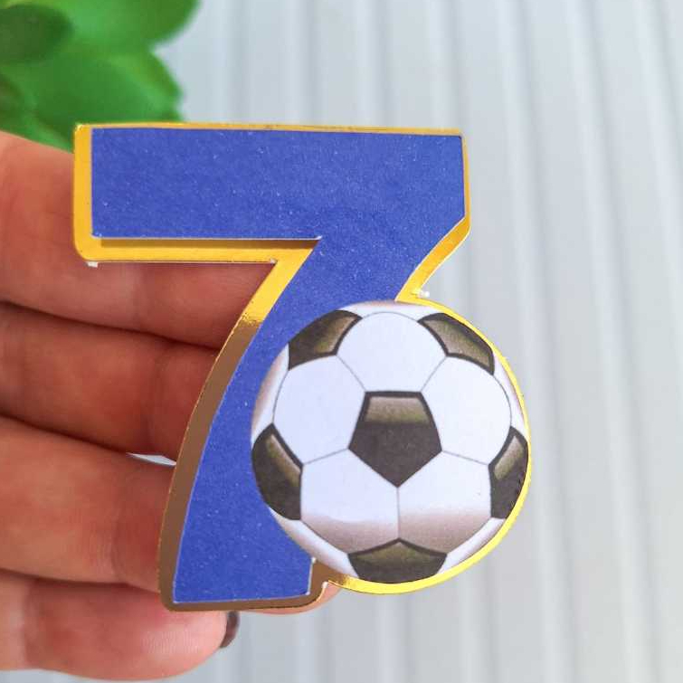 Aplique número 3D - número 7 - tag lembrancinha - caixinhas - personalizados - FUTEBOL