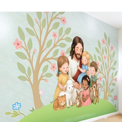 Papel de Parede Tema Religioso Infantil Jesus Crianças Fofo