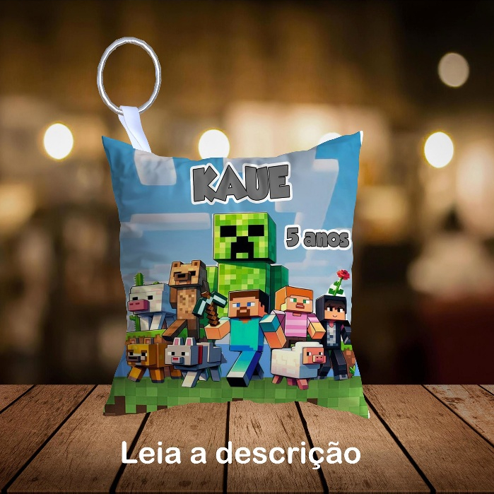 Chaveiro personalizado Minecraft frente e verso