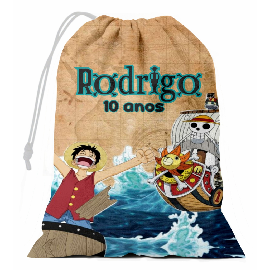 Saquinho Surpresa One Piece Personalizado Com Nome e Idade 15x20 Lembrancinha Aniversario Festas