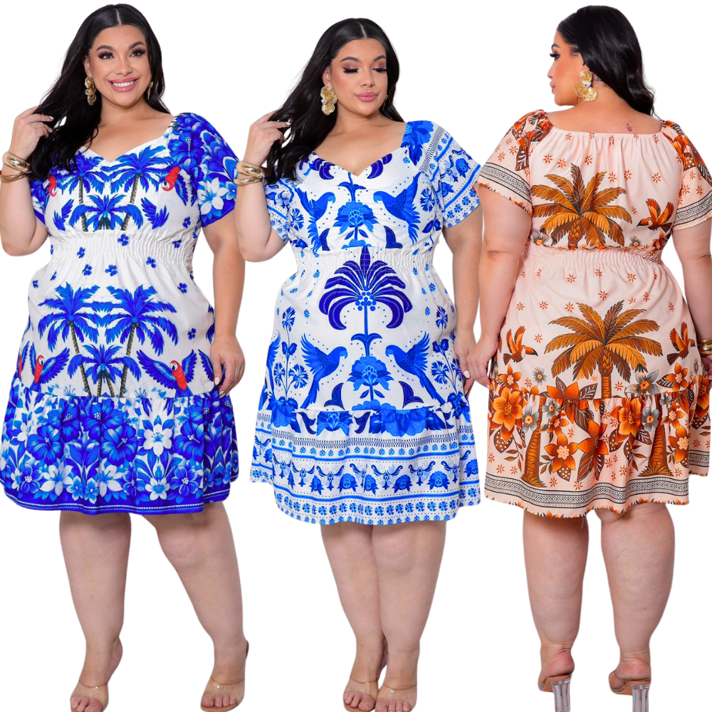Vestido Plus Size Estampado Floral | Tallas Grandes GG G1 G2 | Suelto, Fresco y Moderno