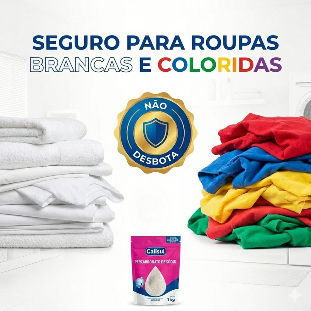 Percarbonato de Sódio 100% Puro Tira Manchas Roupas Brancas Coloridas Limpeza Em Geral 500g/1kg /2kg Clareador de Roupas — imagem 2 de 2