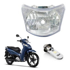Bloco Optico Farol Biz 125 2011 A 2017 Com Lampada Led