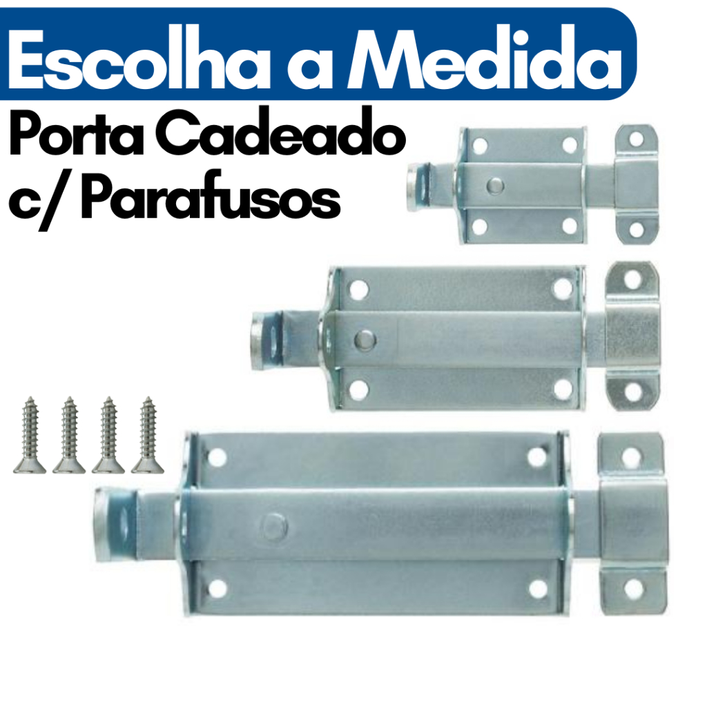 Ferrolho Trinco Fecho Porta Cadeado para Porta com Parafusos Zincado Cromado