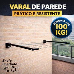 Varal Retrátil De Parede 20m Fio De Aço Reforçado Resistente Suporta Até 100kg Envio Imediato