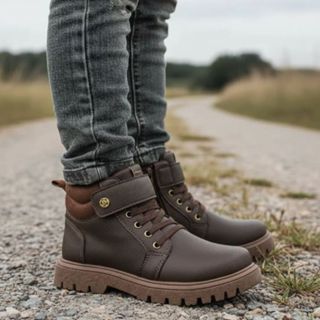 Coturno Menino Masculino Infantil Cano Médio Aventura Zíper Calce Fácil em Oferta na Shopee