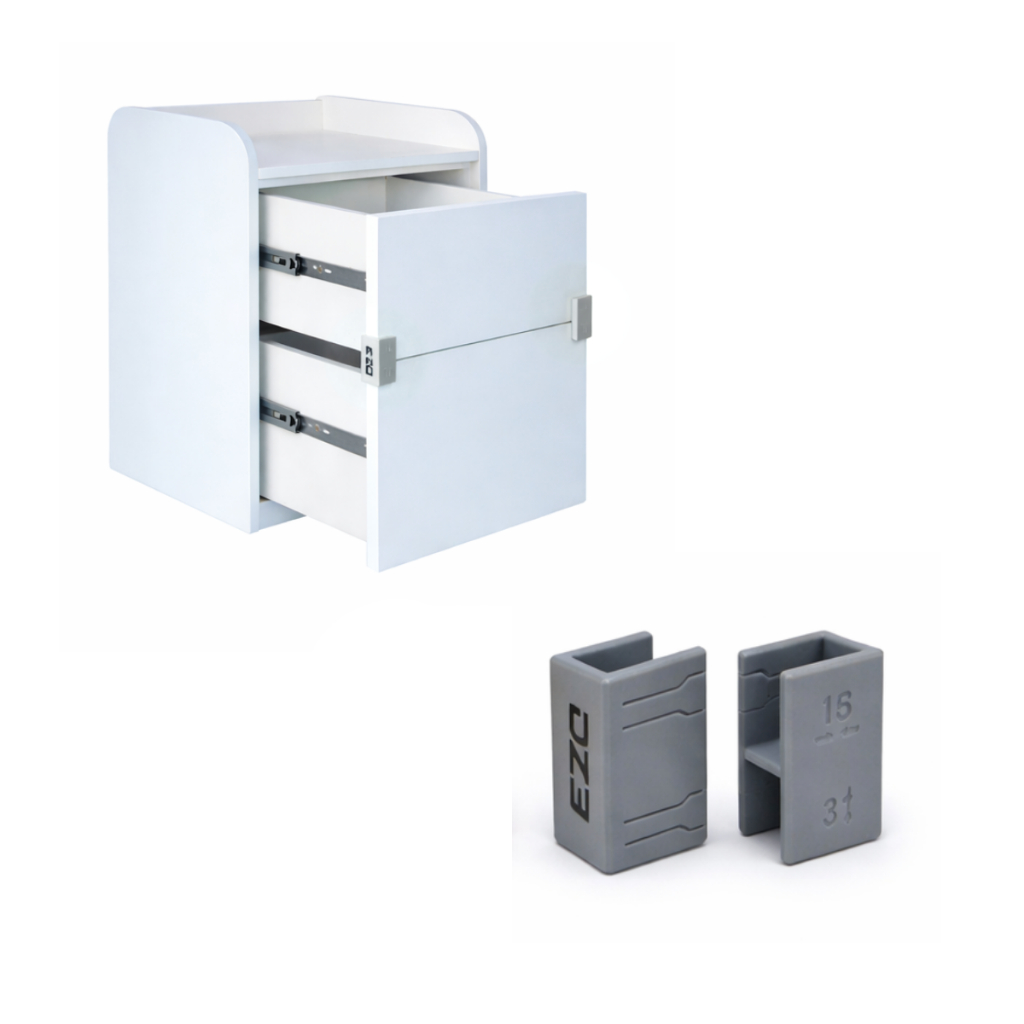 Gabarito Para Fixar Frente de Gaveta MDF 18mm Esp. 3mm– Alinhamento Perfeito (Kit c/2)