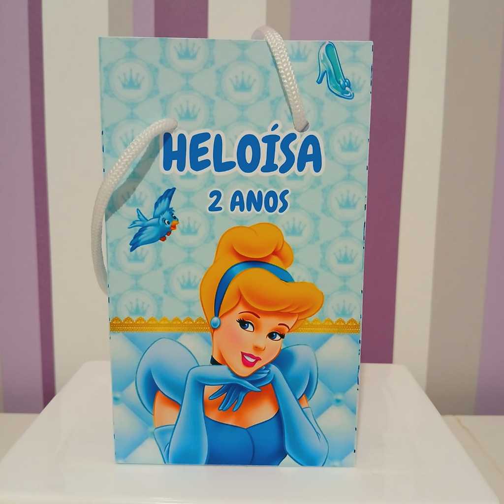 Sacolinha Surpresa Personalizada Cinderela - Lembrancinha Aniversário - Tamanho P - PEGUE E MONTE