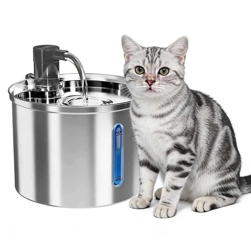 Newpet Aço Inoxidável Fonte para Gatos com Filtro 3L Dispensador de água para Cães Bebedouro Gato Automático
