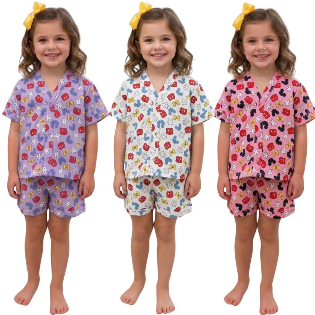 Conjunto Pijama Americano Estampado Feminino Infantil Poliéster Linha Noite Confortável