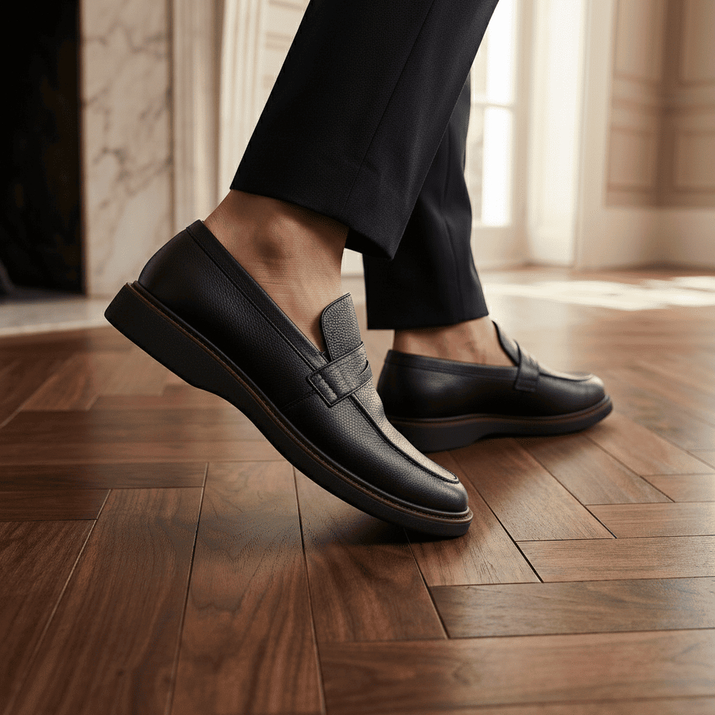 Sapato Social Masculino Oxford Preto De Alta Qualidade Em Couro Legitimo Confortável Macio Calçado Casual Calce Fácil — imagem 2 de 2