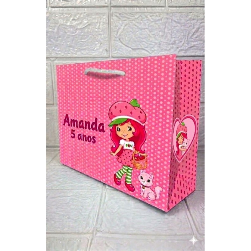 10 Sacolinhas Surpresa Personalizadas (G) MORANGUINHO Lembrancinha Festa Infantil Todos os Temas