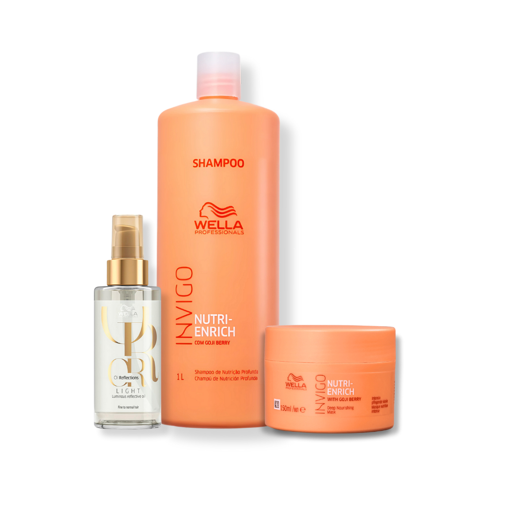 Kit Wella Professionals Invigo Nutri-Enrich - Shampoo 1L + Máscara 150ml + Óleo Light 100ml