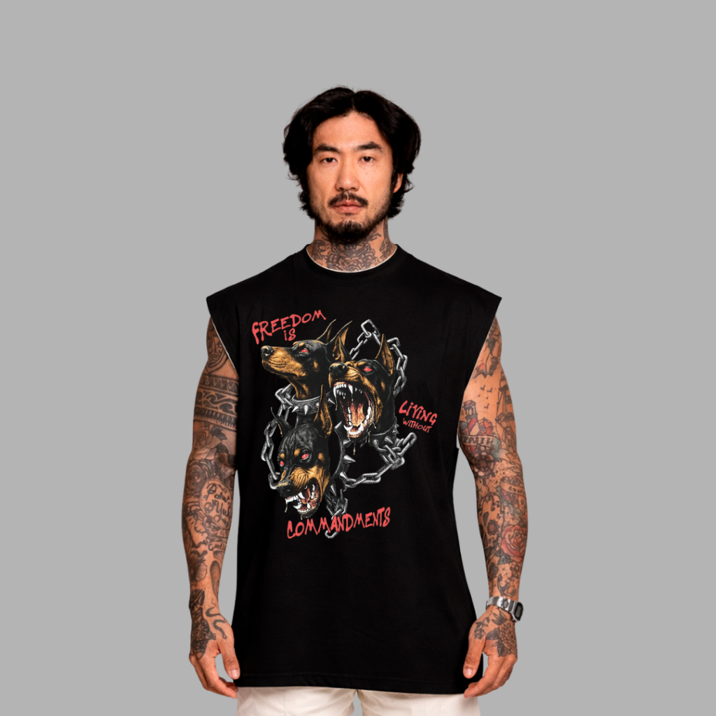 camiseta regata oversized cachorro dog streetwear blusa 100%algodão academia musculação fitness